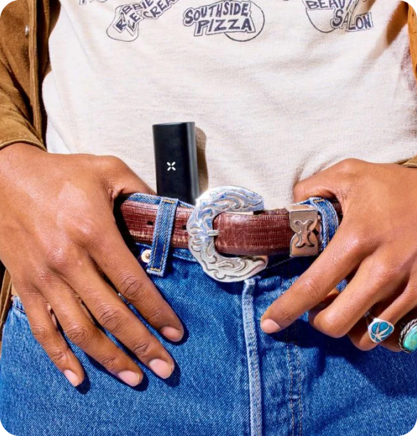 Pax vape in a persons jeans belt