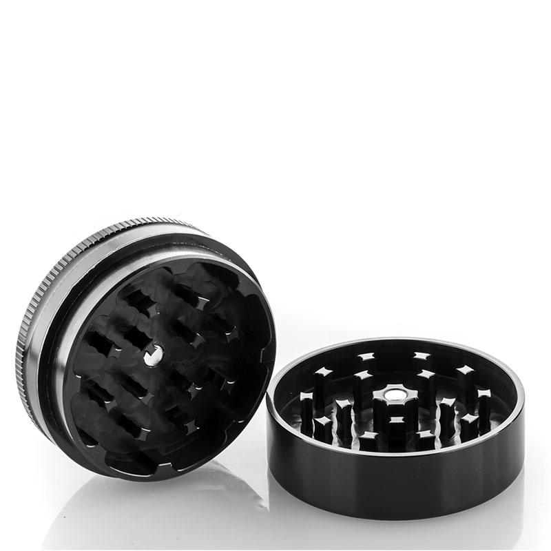 Black Santa Cruz Shredder 2-piece grinder open with teeth visible