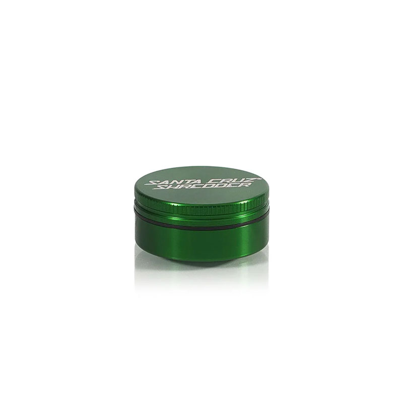 Green Santa Cruz Shredder 2-Piece Grinder Small shown closed with logo visible