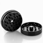 Black Santa Cruz Shredder 2-piece grinder separated to show the grinding teeth.