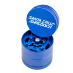 Blue Santa Cruz Shredder 3-Piece Grinder Small open to show patented teeth