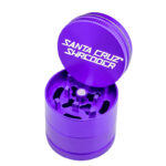 Purple Santa Cruz Shredder 3-Piece Grinder Small open on a white background
