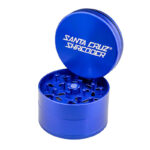 Blue Santa Cruz Shredder 4-Piece Grinder Large open to show patented teeth