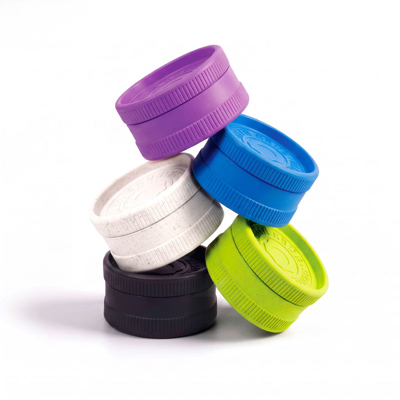 All colours of the hemp grinder on top of each other.