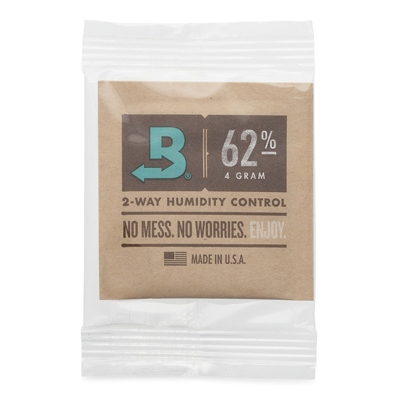 Boveda 62% 4g humidity pack in sealed retail packaging