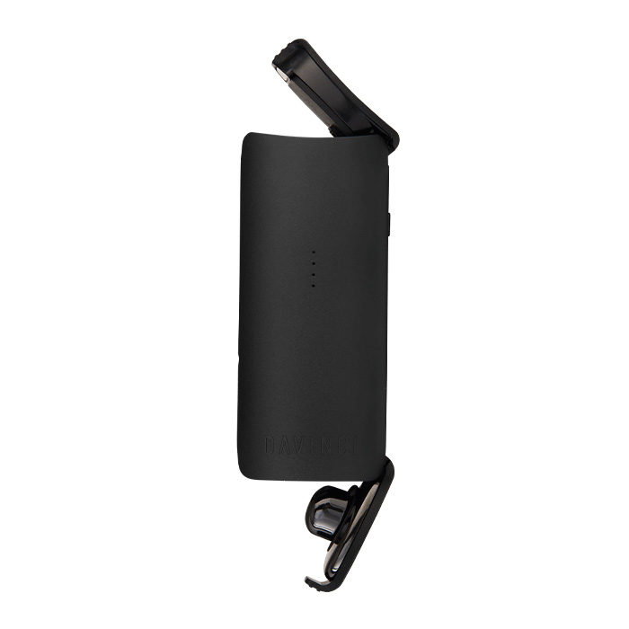 DaVinci MIQRO-C Vaporizer in black with raised mouthpiece.