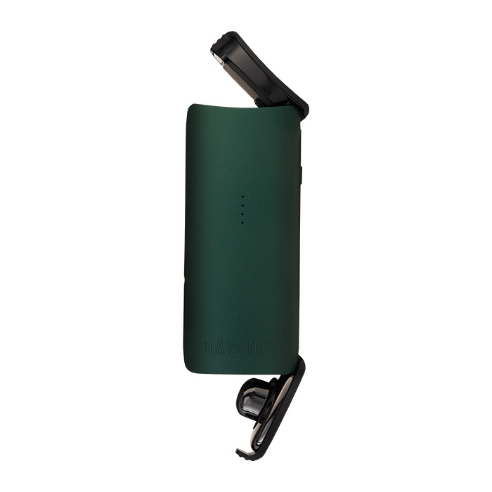 DaVinci MIQRO-C Vaporizer in green, front view on a white background.