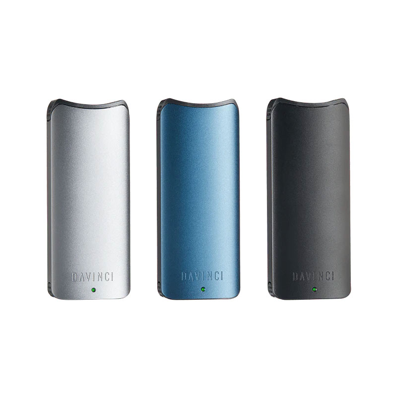 DaVinci ARTIQ Cartridge Vaporiser shown in grey, blue and black colour options.