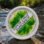 Up close at the top of the eco hemp grinder at a riverbed