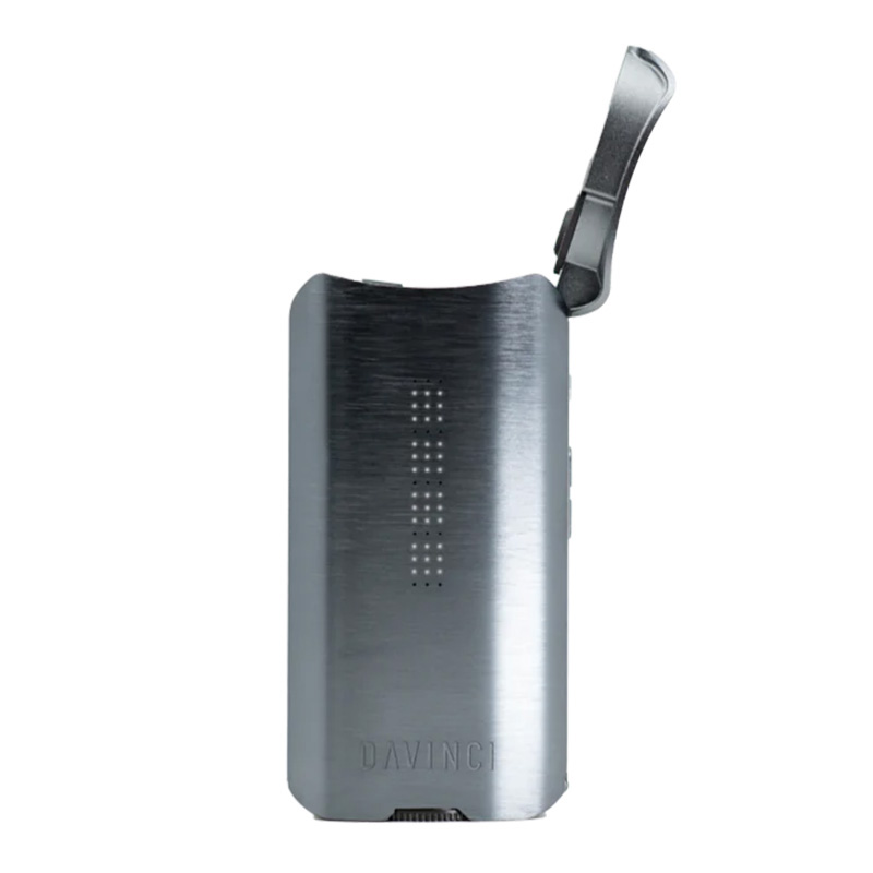 Grey DaVinci IQ3 Vaporizer with the mouthpiece open