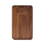 Marley Natural walnut rolling tray with matching wooden scraper placed inside
