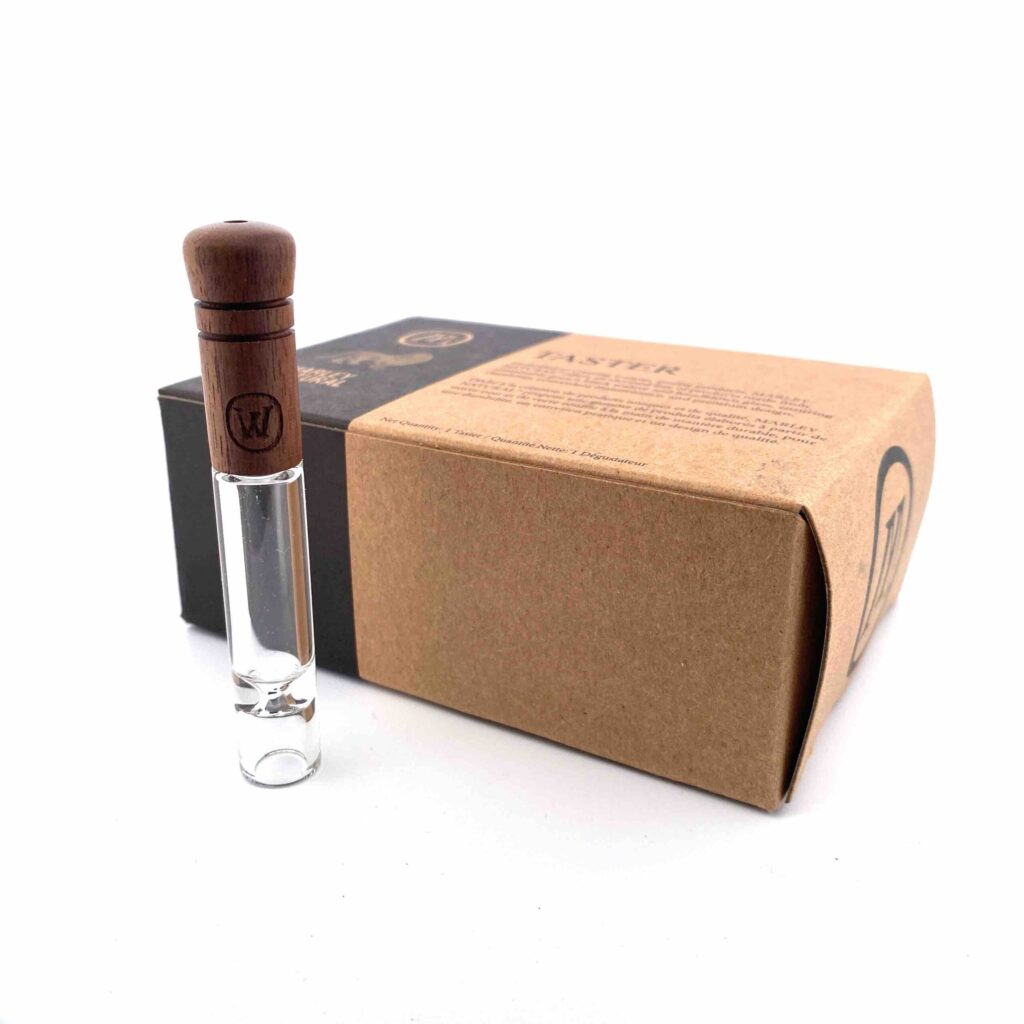 Marley wood taster beside its packaging