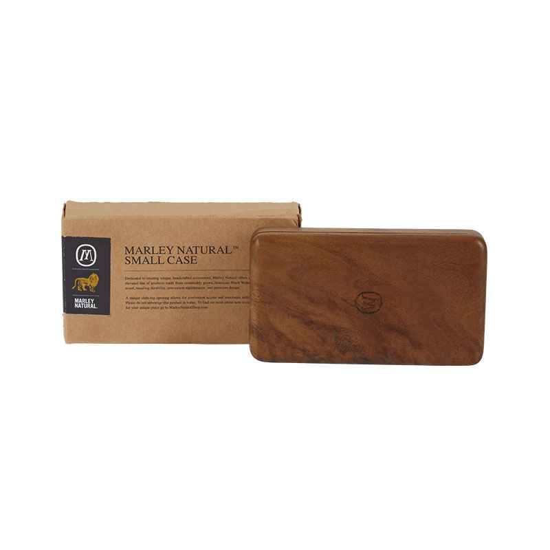 Marley Natural Herb and Roll Case, Small beside retail packaging