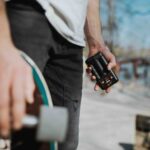 Mighty+ portable dry herb vaporizer held while walking
