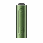 PAX Flow vaporizer in greenstone with raised mouthpiece on a white background