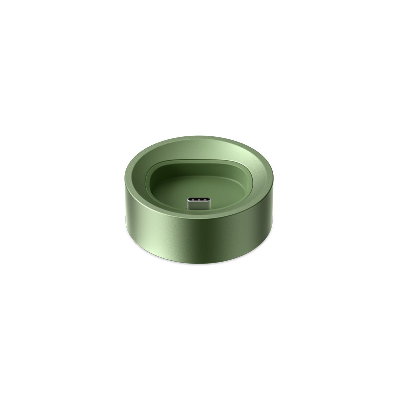 Green charging dock with white background