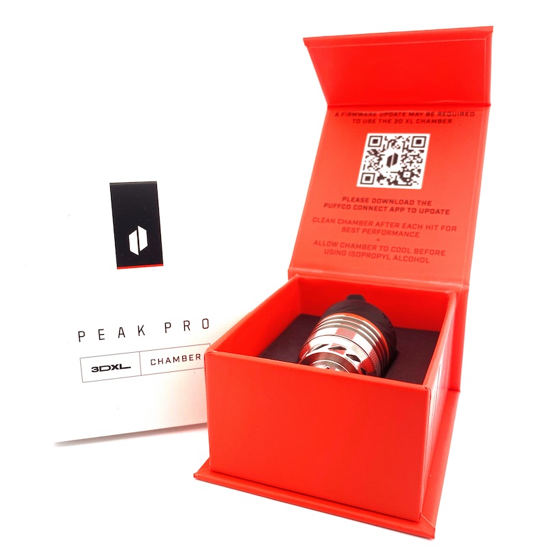 Puffco Peak Pro 3DXL chamber in open retail packaging