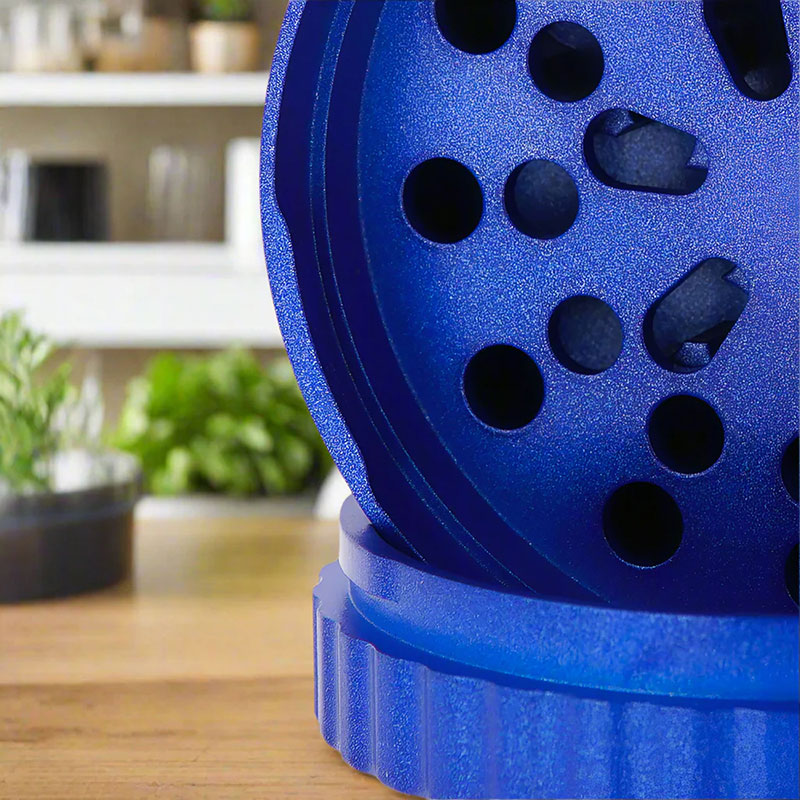 Blue SLX Pro Non-Stick Grinder Large close-up showing chamber holes