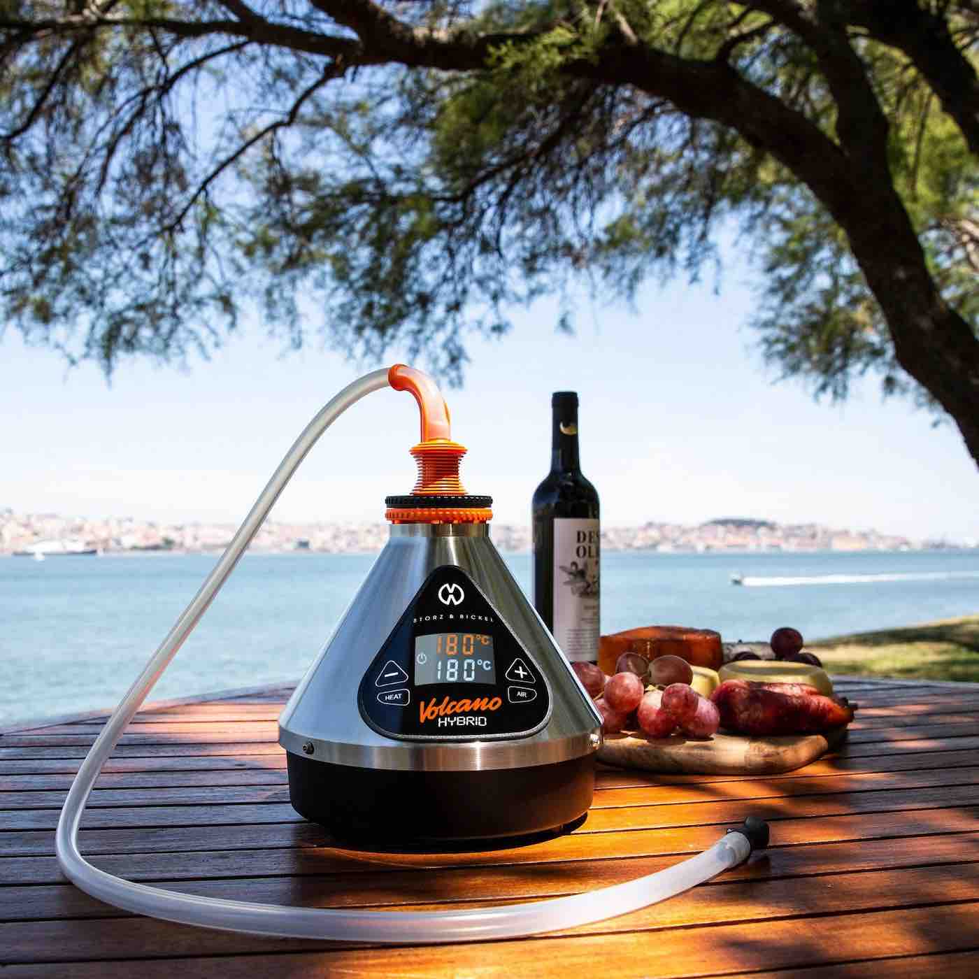 Storz & Bickel Volcano Hybrid used outdoors with Tube Kit
