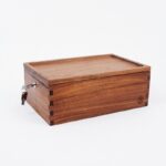 Wooden herb storage box with sliding lid