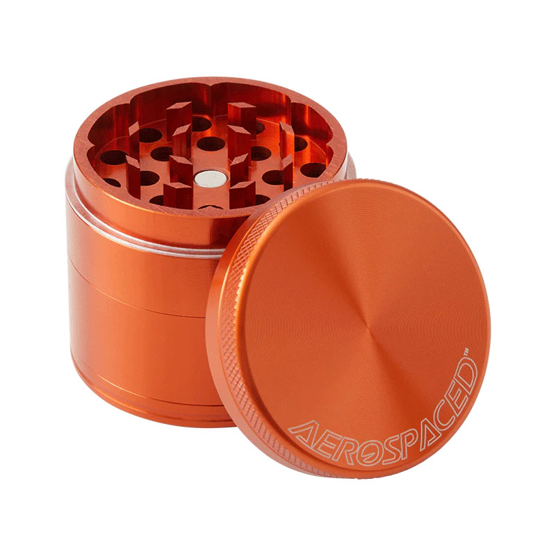 Orange Aerospaced 50mm 4 piece grinder open