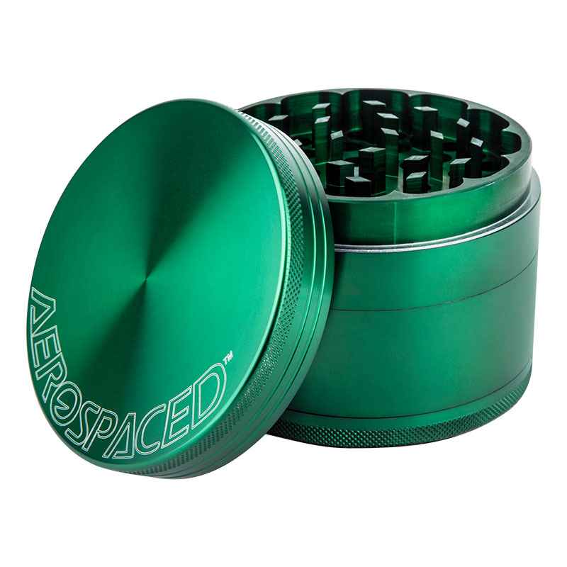 Green Aerospaced 63mm 4 Piece grinder open