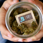 Boveda 58% humidity pack inside a jar with dried herbs