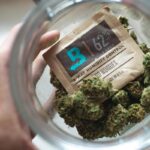 Boveda 62% humidity pack inside a jar with dried herbs