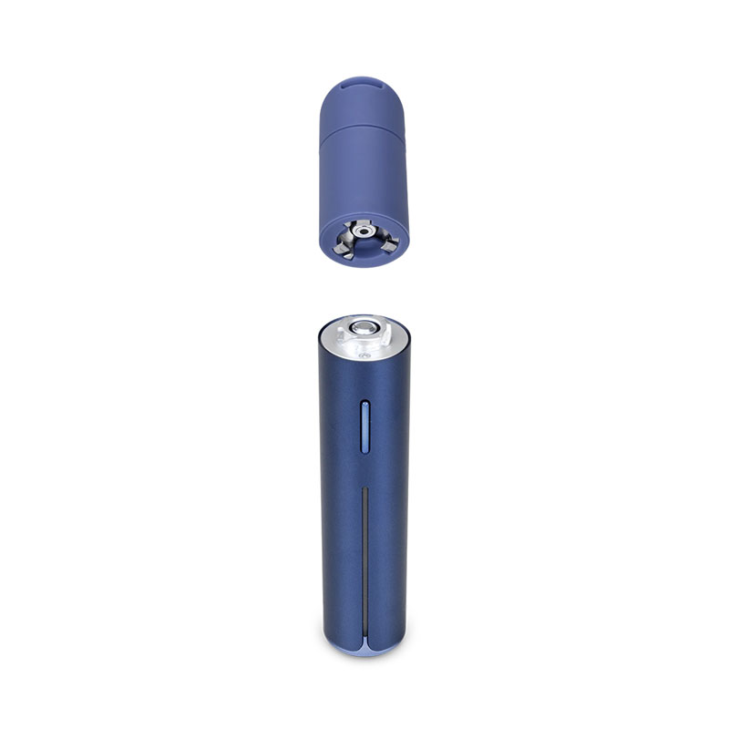 Close-up of the Puffco Pivot sapphire vaporizer showing the chamber separated from the battery section.