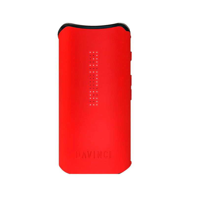 Red DaVinci IQC Vaporizer front view on white background