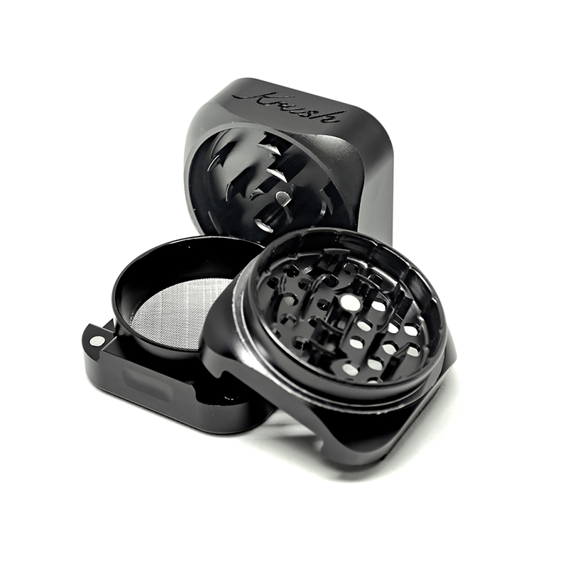 Krush Kube 3.0 55mm 3-part square cannabis grinder with collection chamber