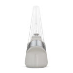 Puffco Peak Pearl front view with clear glass attachment on white background