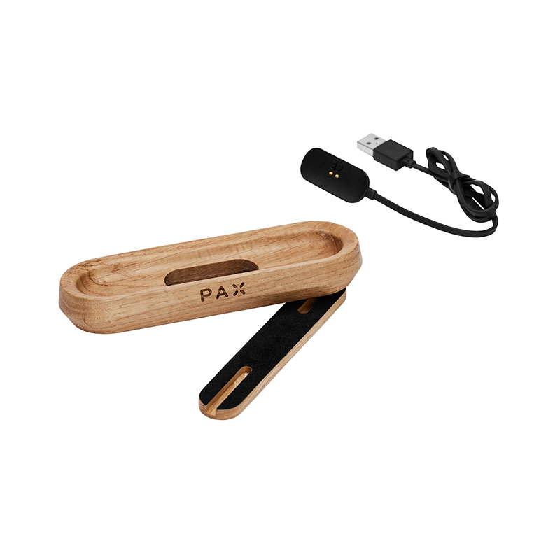 PAX oak wood charging tray with charging cable