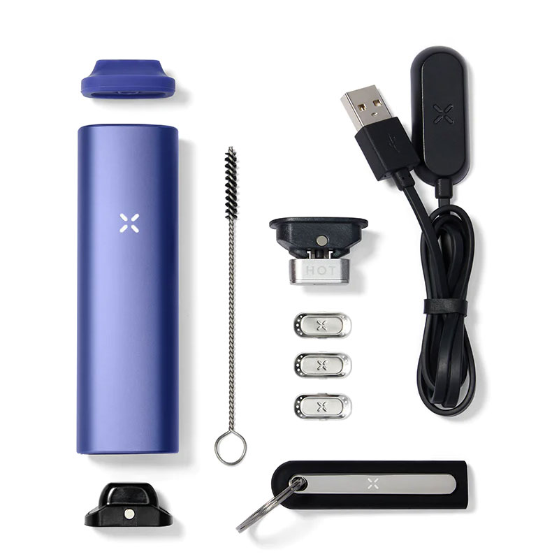 PAX Plus Blue package with vaporizer, charger and accessories