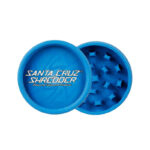 Blue Santa Cruz Shredder hemp grinder open with herb chamber