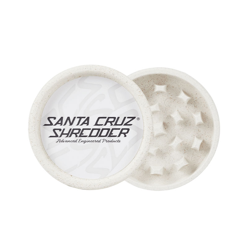 White Santa Cruz Shredder hemp grinder front view