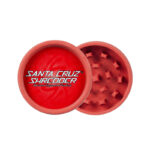 Red Santa Cruz Shredder hemp grinder open with herb chamber