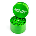 Green Santa Cruz Shredder 3-Piece Grinder Medium open on a white background