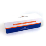 White retail box with orange stripe design