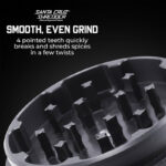Close-up of Santa Cruz Shredder teeth for smooth even grinding
