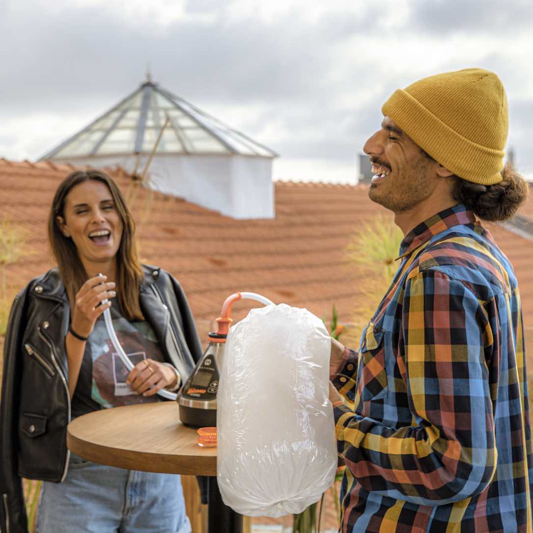 Volcano Hybrid vaporizer used for group sessions at home