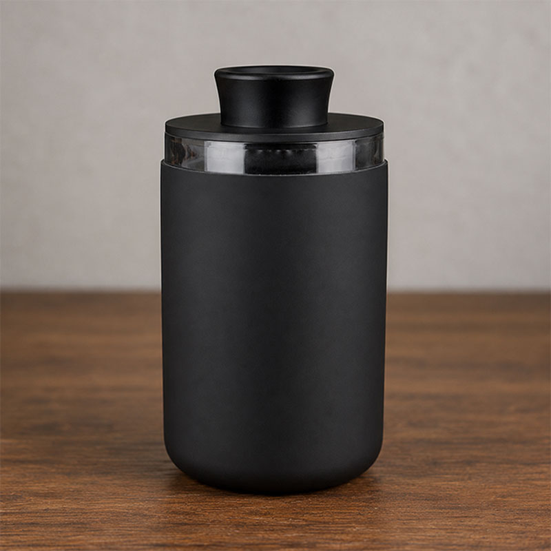 The herb jar on a wooden table