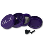 Purple SLX BFG Grinder opened with all compartments.