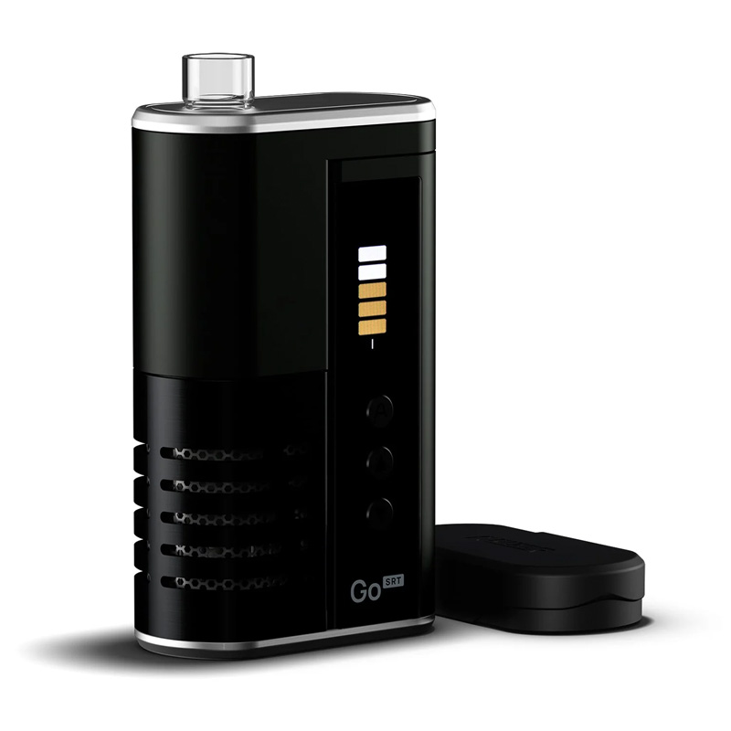 Arizer Go SRT vaporizer shown with detached protective cover beside the device