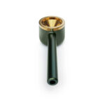 Pipe in Emerald and Brass showing the sleek modern design and durable metal build