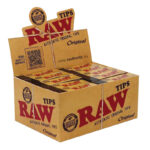 Open box of RAW Regular Slim Tips on a plain white background
