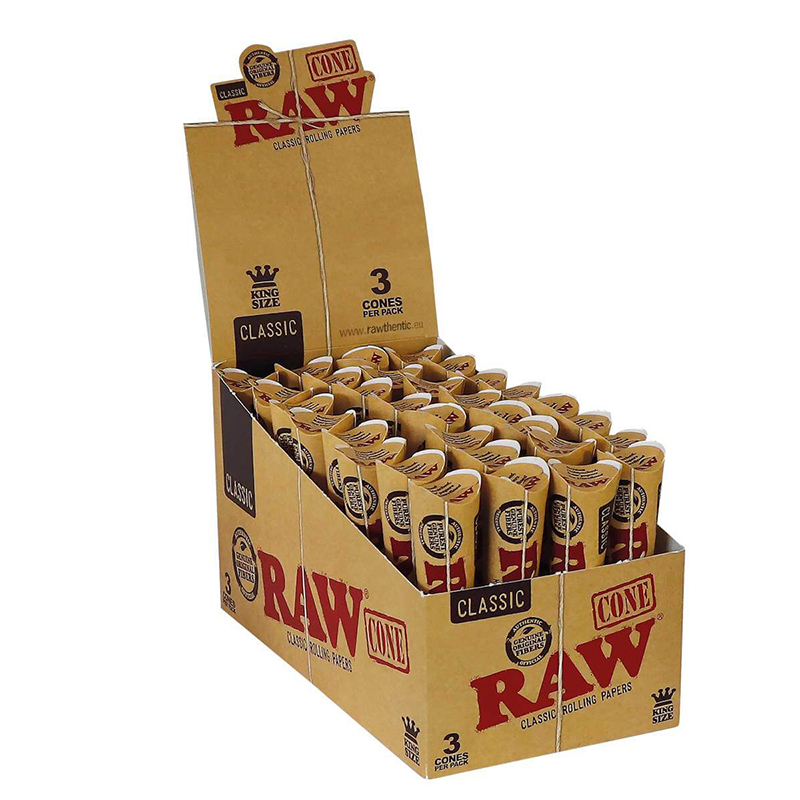RAW Classic Cones retail display box on white background