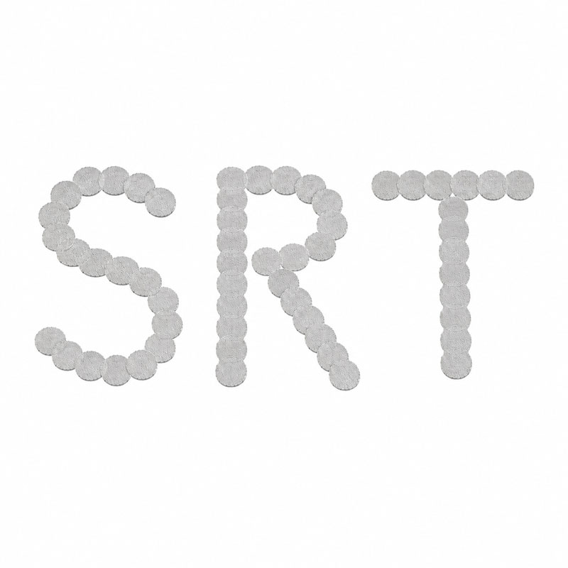 the screens spelling out SRT on a white background