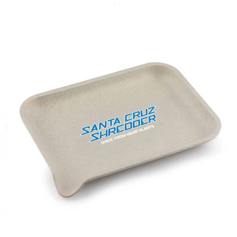 Natural colour Santa Cruz Shredder hemp rolling tray with blue logo