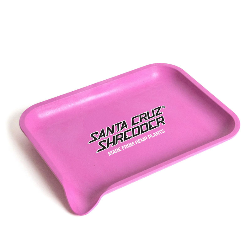 Pink Santa Cruz Shredder hemp rolling tray made from hemp plants